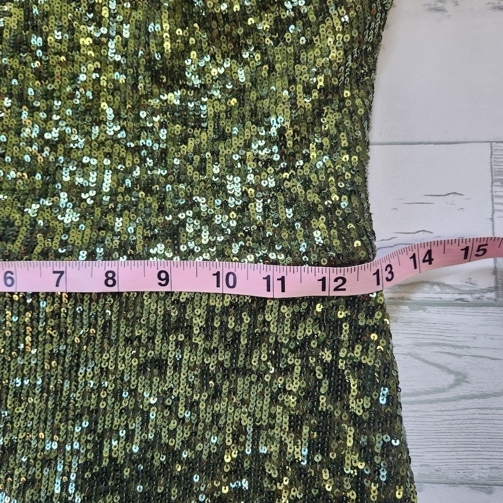 Xscape NWT Stretch Sequin Asymmetrical  One Shoulder Sleeveless Mermaid Gown Sz4 - Picture 8 of 12